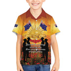 ANZAC Day Hawaiian Shirt Remembrance Tribute Soldiers And Poppy Field