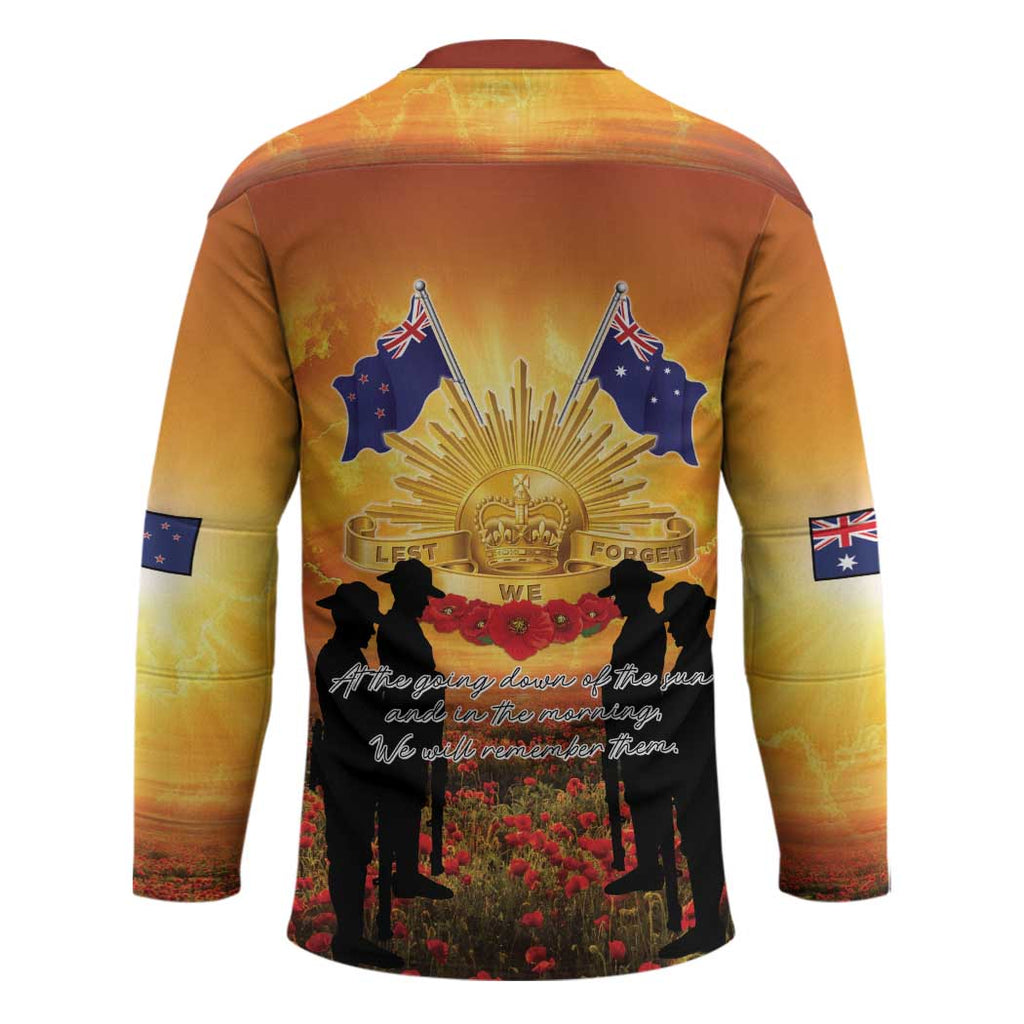 ANZAC Day Hockey Jersey Remembrance Tribute Soldiers And Poppy Field