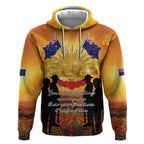 ANZAC Day Hoodie Remembrance Tribute Soldiers And Poppy Field