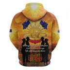 ANZAC Day Hoodie Remembrance Tribute Soldiers And Poppy Field