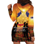 ANZAC Day Hoodie Dress Remembrance Tribute Soldiers And Poppy Field