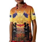 ANZAC Day Kid Polo Shirt Remembrance Tribute Soldiers And Poppy Field