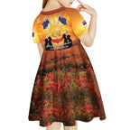 ANZAC Day Kid Short Sleeve Dress Remembrance Tribute Soldiers And Poppy Field