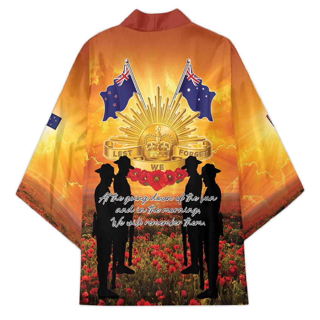 ANZAC Day Kimono Remembrance Tribute Soldiers And Poppy Field