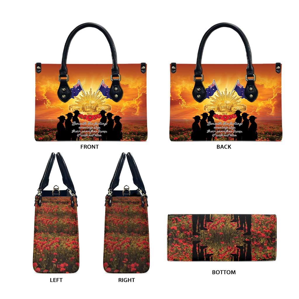 ANZAC Day Leather Bag Remembrance Tribute Soldiers And Poppy Field