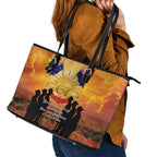 ANZAC Day Leather Tote Bag Remembrance Tribute Soldiers And Poppy Field