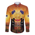 ANZAC Day Long Sleeve Button Shirt Remembrance Tribute Soldiers And Poppy Field