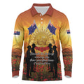 ANZAC Day Long Sleeve Polo Shirt Remembrance Tribute Soldiers And Poppy Field