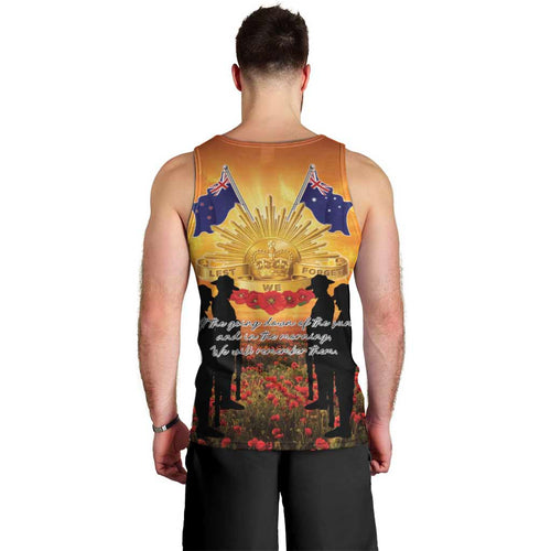 ANZAC Day Men Tank Top Remembrance Tribute Soldiers And Poppy Field