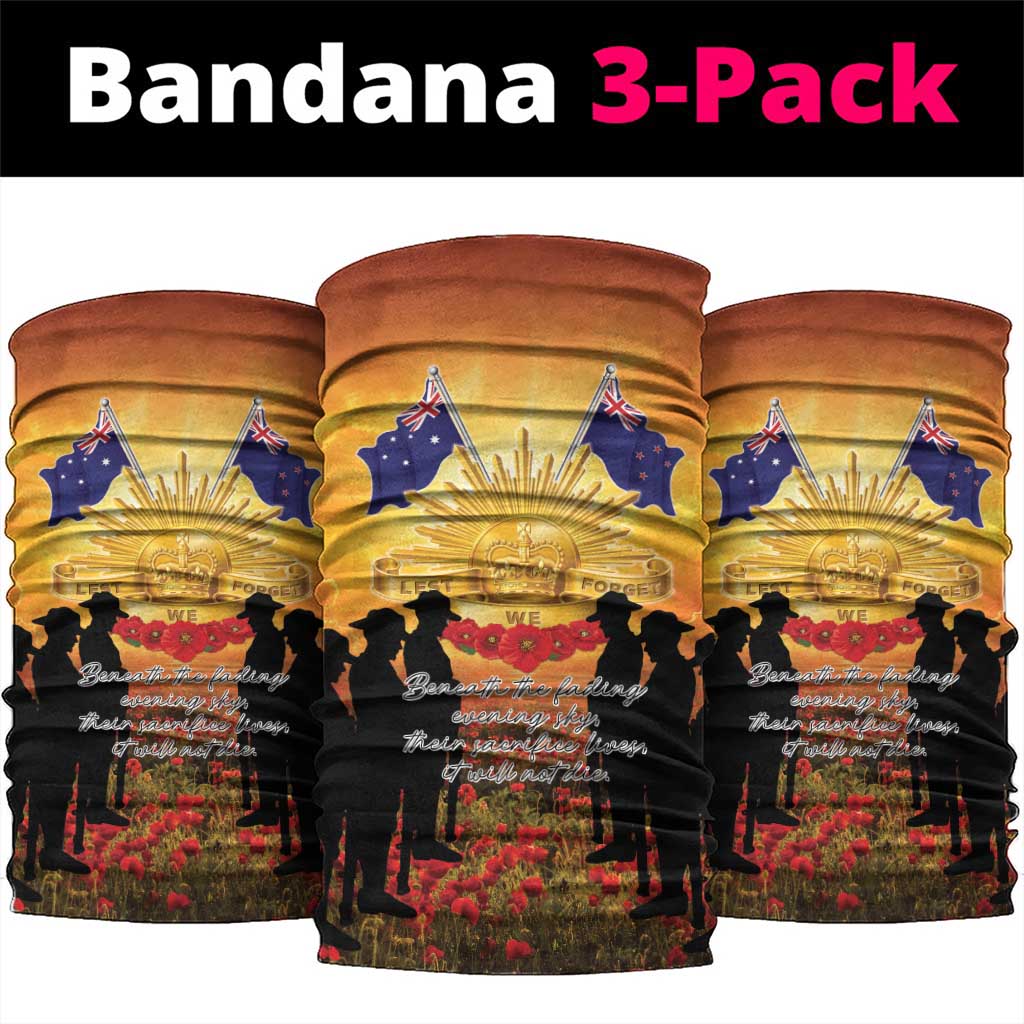 ANZAC Day Neck Gaiter Remembrance Tribute Soldiers And Poppy Field