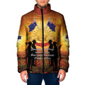 ANZAC Day Padded Jacket Remembrance Tribute Soldiers And Poppy Field