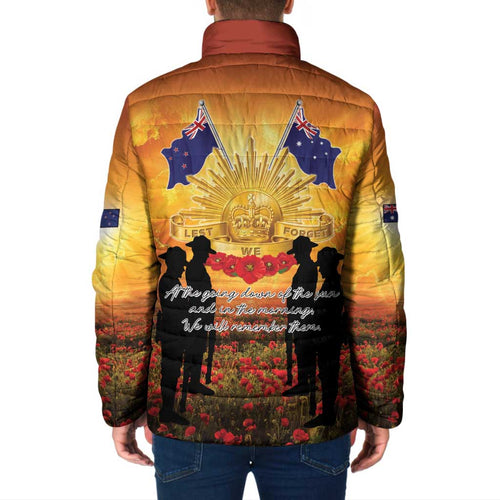 ANZAC Day Padded Jacket Remembrance Tribute Soldiers And Poppy Field