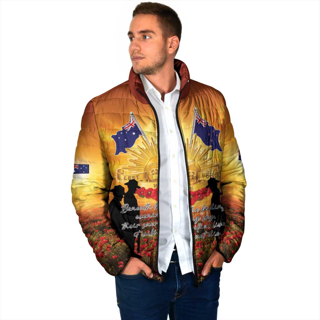 ANZAC Day Padded Jacket Remembrance Tribute Soldiers And Poppy Field
