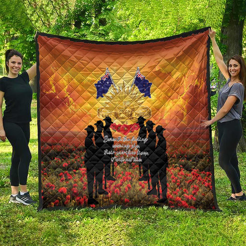 ANZAC Day Quilt Remembrance Tribute Soldiers And Poppy Field
