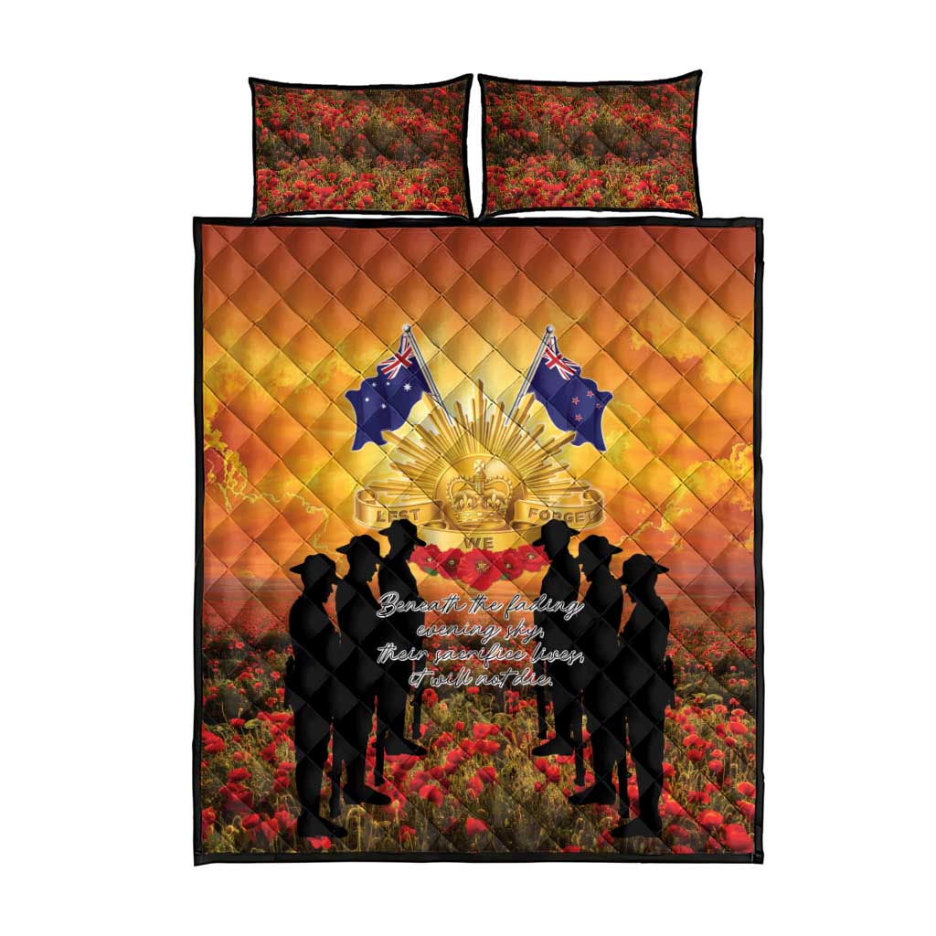 ANZAC Day Quilt Bed Set Remembrance Tribute Soldiers And Poppy Field