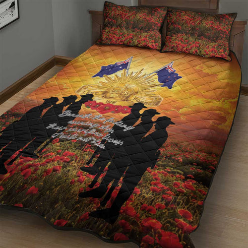 ANZAC Day Quilt Bed Set Remembrance Tribute Soldiers And Poppy Field