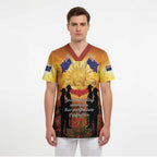 ANZAC Day Scrub Top Remembrance Tribute Soldiers And Poppy Field