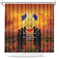 ANZAC Day Shower Curtain Remembrance Tribute Soldiers And Poppy Field