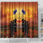 ANZAC Day Shower Curtain Remembrance Tribute Soldiers And Poppy Field