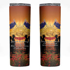 ANZAC Day Skinny Tumbler Remembrance Tribute Soldiers And Poppy Field