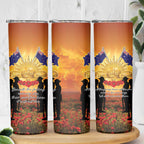 ANZAC Day Skinny Tumbler Remembrance Tribute Soldiers And Poppy Field