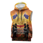 ANZAC Day Sleeveless Hoodie Remembrance Tribute Soldiers And Poppy Field