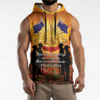ANZAC Day Sleeveless Hoodie Remembrance Tribute Soldiers And Poppy Field