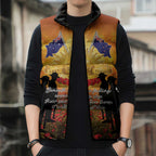 ANZAC Day Sleeveless Puffer Jacket Remembrance Tribute Soldiers And Poppy Field