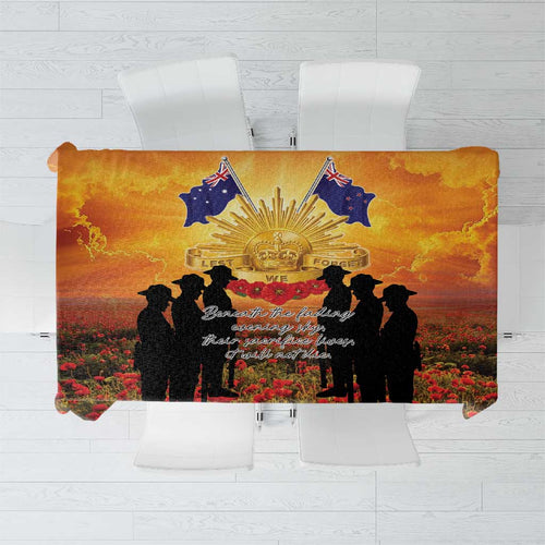 ANZAC Day Tablecloth Remembrance Tribute Soldiers And Poppy Field