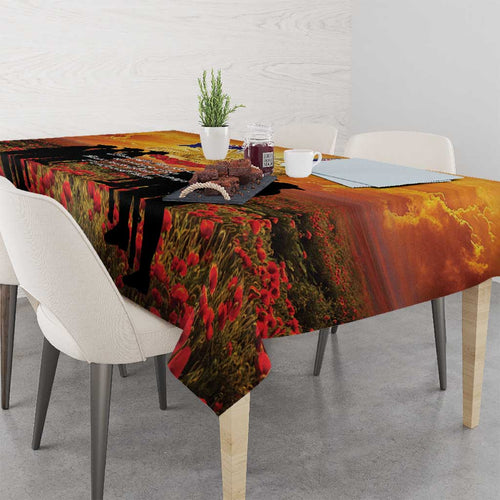 ANZAC Day Tablecloth Remembrance Tribute Soldiers And Poppy Field