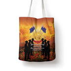 ANZAC Day Tote Bag Remembrance Tribute Soldiers And Poppy Field