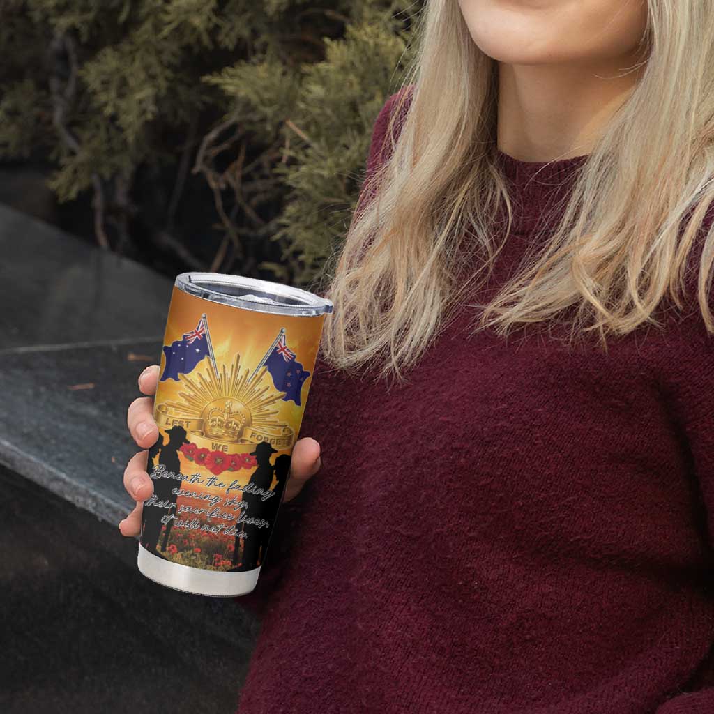 ANZAC Day Tumbler Cup Remembrance Tribute Soldiers And Poppy Field