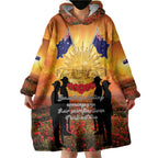 ANZAC Day Wearable Blanket Hoodie Remembrance Tribute Soldiers And Poppy Field
