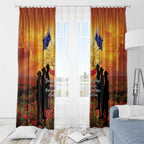 ANZAC Day Window Curtain Remembrance Tribute Soldiers And Poppy Field