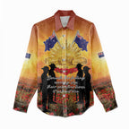 ANZAC Day Women Casual Shirt Remembrance Tribute Soldiers And Poppy Field