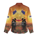 ANZAC Day Women Casual Shirt Remembrance Tribute Soldiers And Poppy Field
