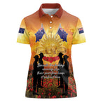ANZAC Day Women Polo Shirt Remembrance Tribute Soldiers And Poppy Field