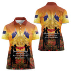 ANZAC Day Women Polo Shirt Remembrance Tribute Soldiers And Poppy Field