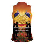 ANZAC Day Women Sleeveless Polo Shirt Remembrance Tribute Soldiers And Poppy Field