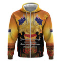 ANZAC Day Zip Hoodie Remembrance Tribute Soldiers And Poppy Field