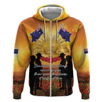 ANZAC Day Zip Hoodie Remembrance Tribute Soldiers And Poppy Field