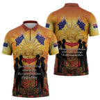 ANZAC Day Zipper Polo Shirt Remembrance Tribute Soldiers And Poppy Field