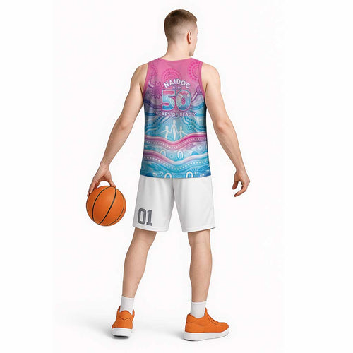 NAIDOC Week 50 Years Deadly Basketball Jersey Aboriginal Dreamtime