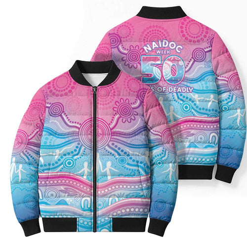 NAIDOC Week 50 Years Deadly Bomber Puffer Jacket Aboriginal Dreamtime