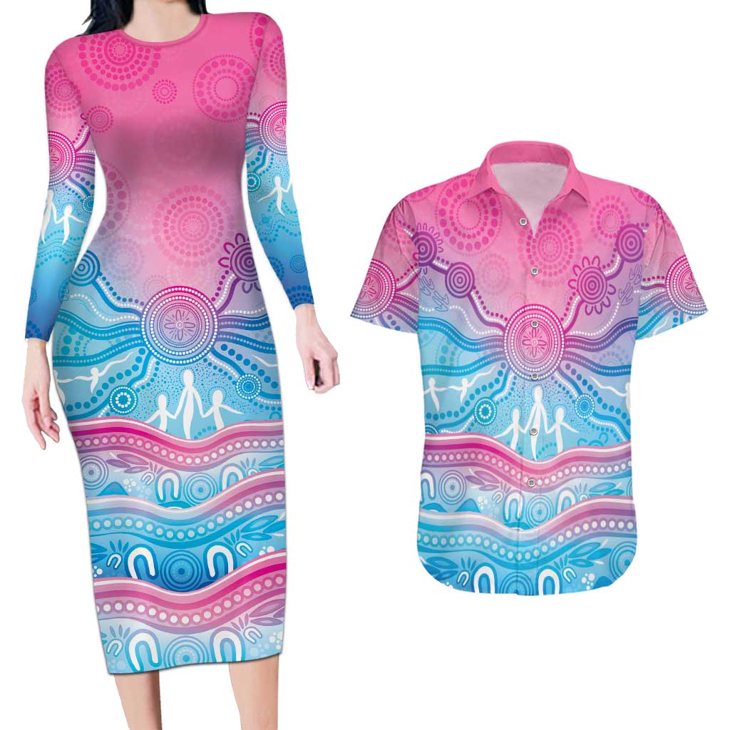 NAIDOC Week 50 Years Deadly Couples Matching Long Sleeve Bodycon Dress and Hawaiian Shirt Aboriginal Dreamtime
