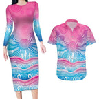 NAIDOC Week 50 Years Deadly Couples Matching Long Sleeve Bodycon Dress and Hawaiian Shirt Aboriginal Dreamtime