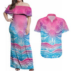 NAIDOC Week 50 Years Deadly Couples Matching Off Shoulder Maxi Dress and Hawaiian Shirt Aboriginal Dreamtime