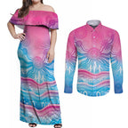 NAIDOC Week 50 Years Deadly Couples Matching Off Shoulder Maxi Dress and Long Sleeve Button Shirt Aboriginal Dreamtime
