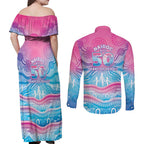 NAIDOC Week 50 Years Deadly Couples Matching Off Shoulder Maxi Dress and Long Sleeve Button Shirt Aboriginal Dreamtime
