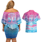 NAIDOC Week 50 Years Deadly Couples Matching Off Shoulder Short Dress and Hawaiian Shirt Aboriginal Dreamtime